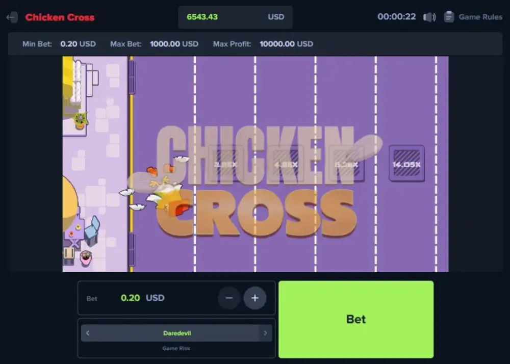 Mode démo Chicken Cross